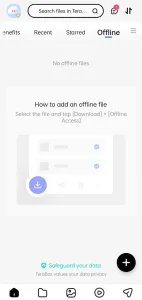 access of offline files in terabox